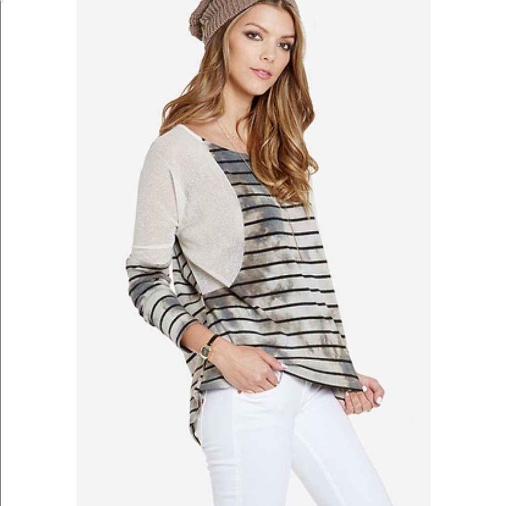 MINKPINK Forever Her Striped Tie Dye Mesh Top